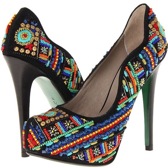 LISA FOR DONALD J. PLINER Alexis Beaded Platform Pump Size 7 Multicolor Slip-On - Picture 1 of 12